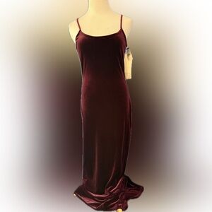 NWT Y2K Urban Girl Velour Maroon Full Length Dress (S)